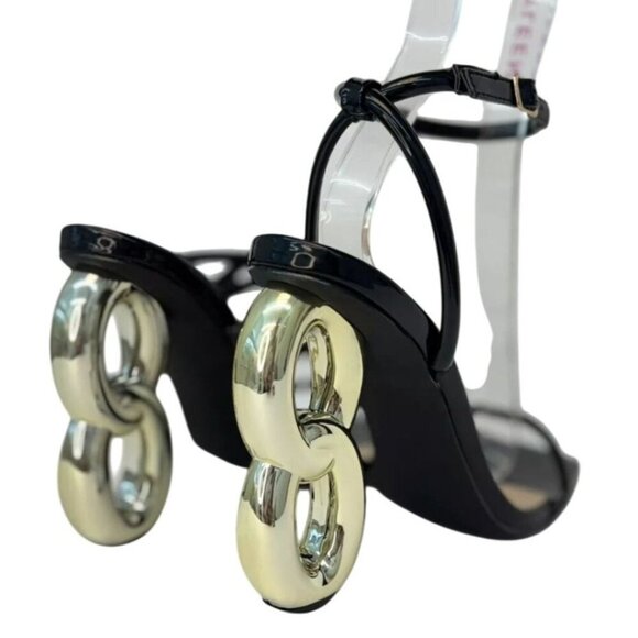 LILIANA / Duet-2 / Black / Patent Leather /  Heeled / Sandals /  With Unique - Picture 5 of 7